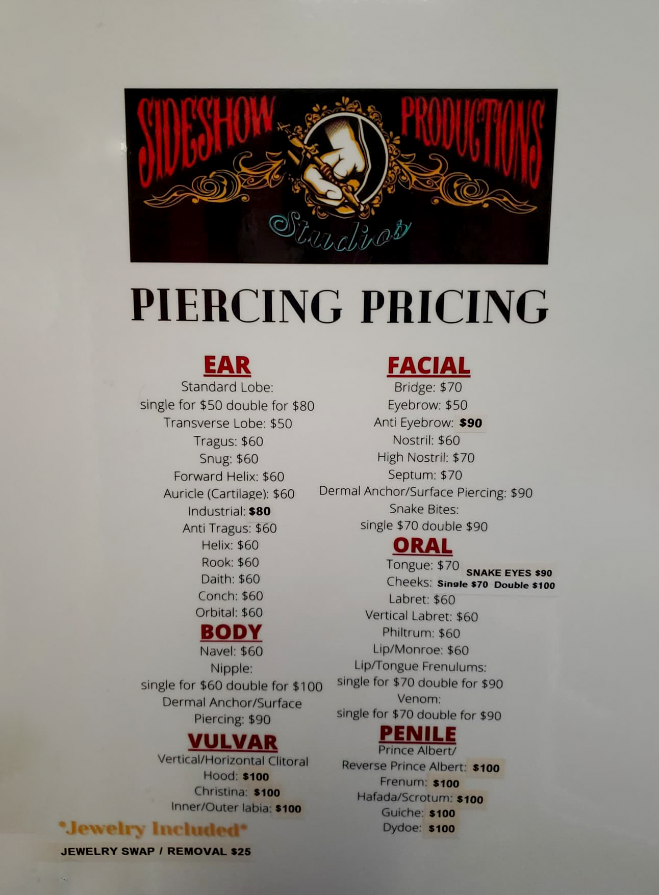 Piercing Services *-downpayment*