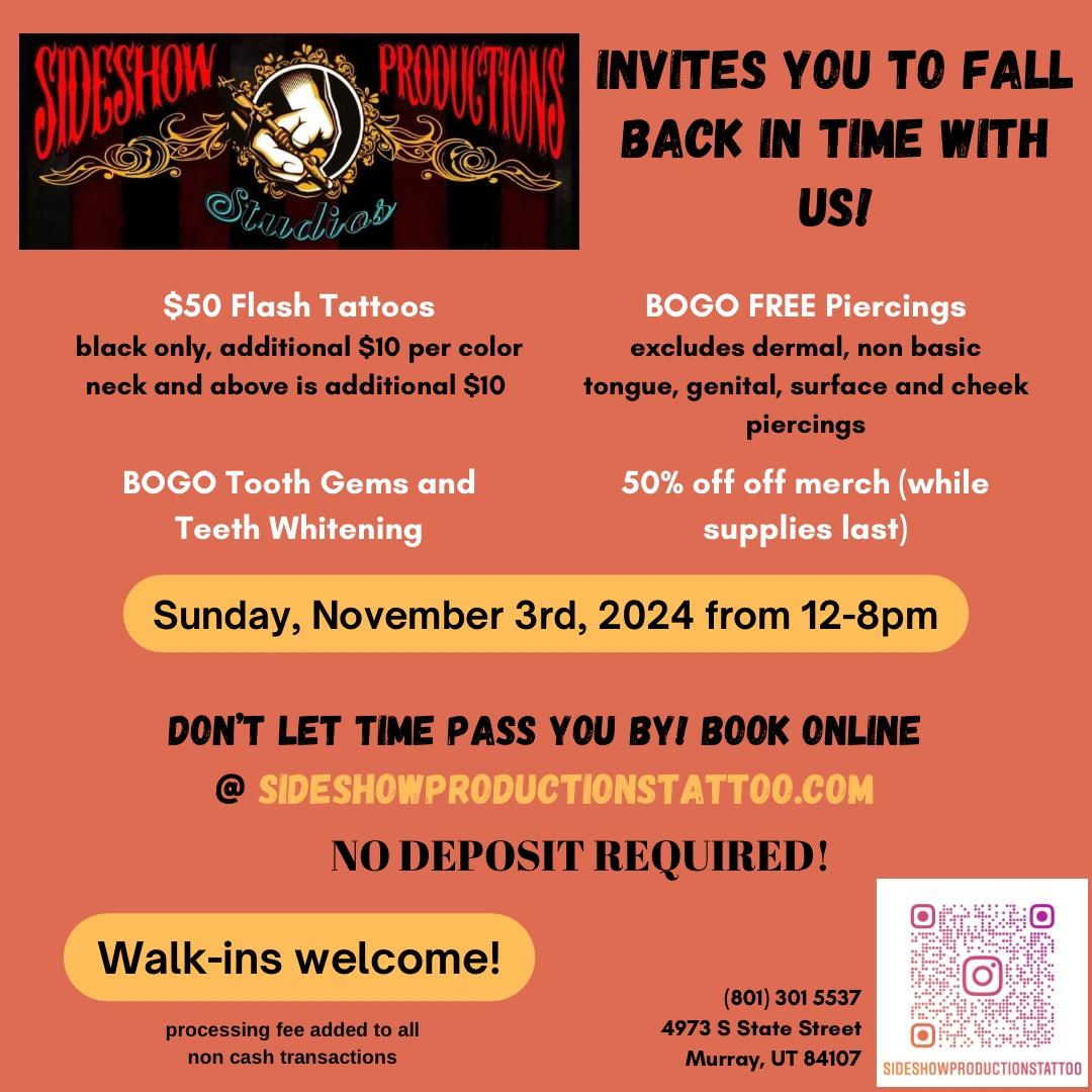 Fall Back in Time with us!  (Tattoo) *promotions*